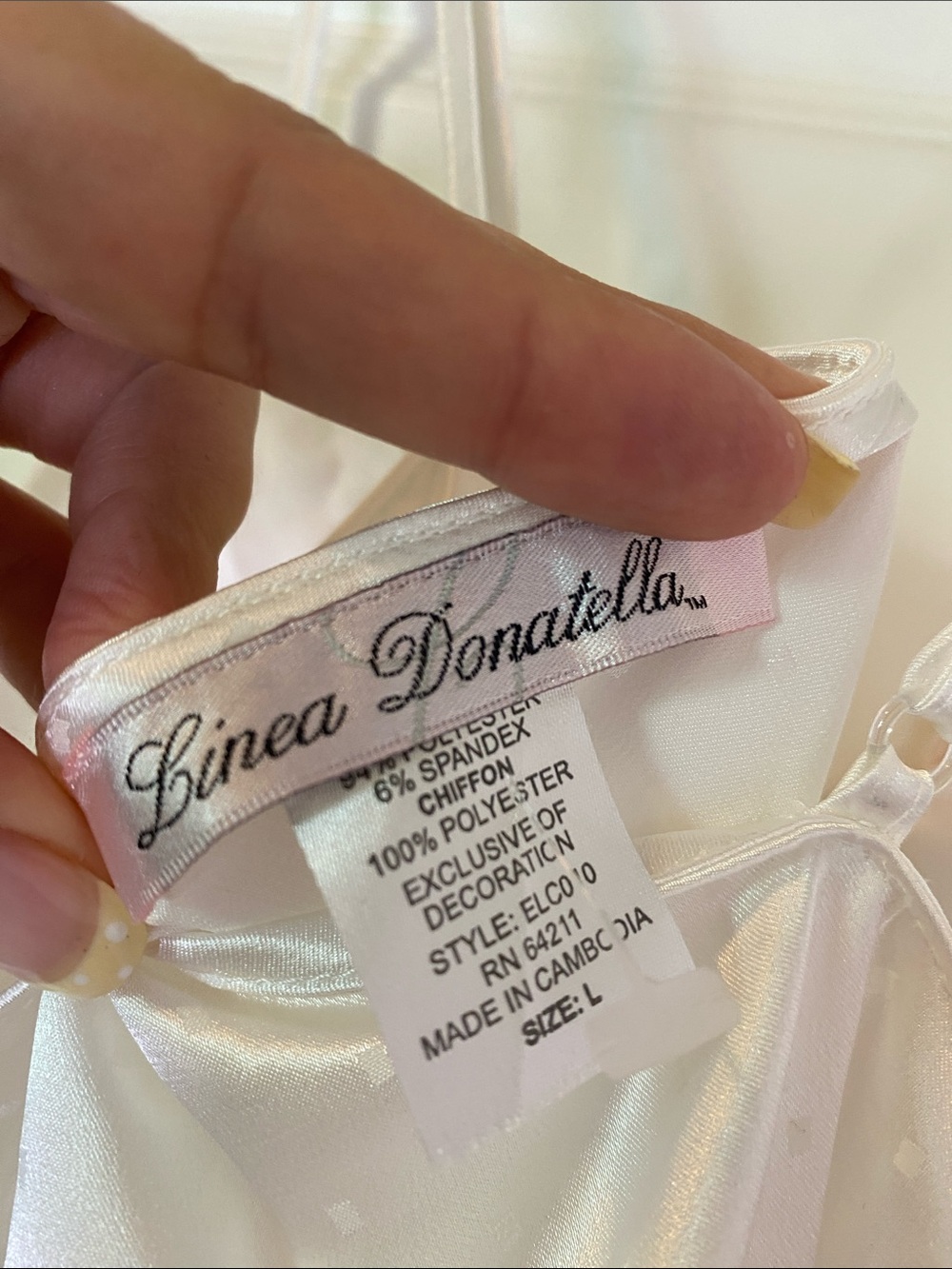 Linea Donatella Ivory Satin Slip with Blush Lace Applique - Picture 5 of 5